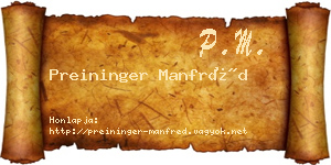 Preininger Manfréd névjegykártya